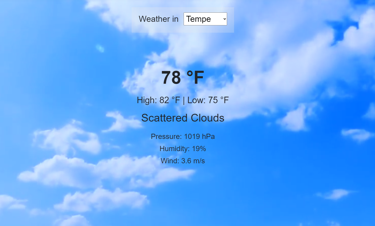 Image displaying a clear sky with weather information overlaying it